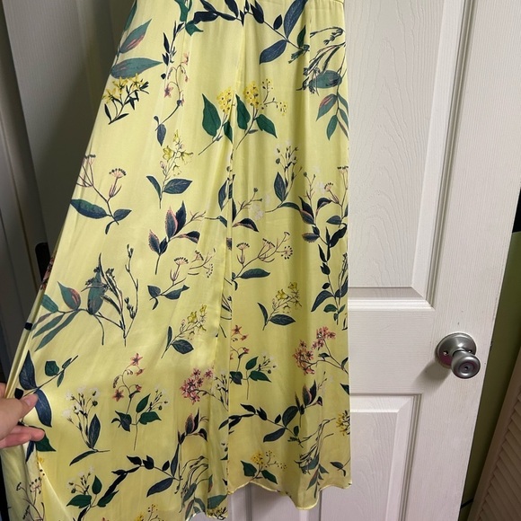 Banana Republic Yellow Floral Satin Midi Dress Sz 6 Wedding Guest Dress Vacation - Picture 10 of 12